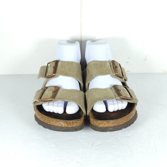 BIRKENSTOCK Women's Arizona US8 EU39 Taupe Suede SoftFB Slide Sandals - Picture 3 of 16